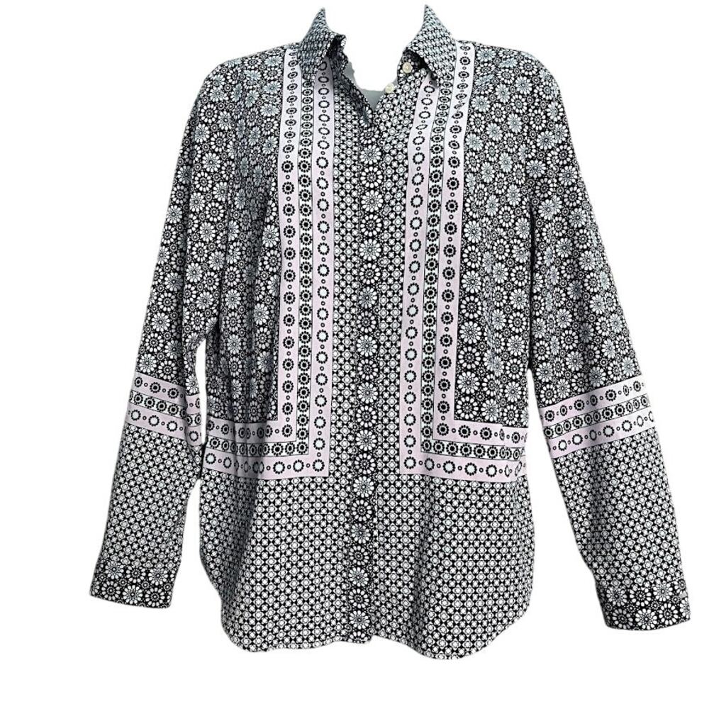 Talbots Mosaic‎ Floral Pattern Long Sleeve Button Blouse Size Small